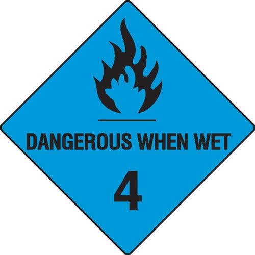 Dangerous When Wet 4 Hazchem Sign